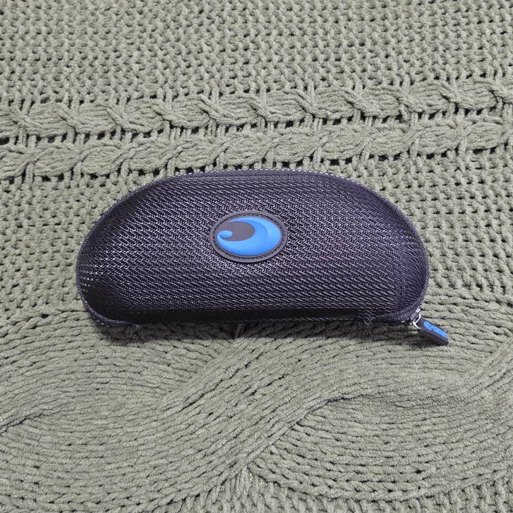 Costa Del Mar Zipper Clamshell Sunglasses Case Black Blue Logo Semi Ridgid